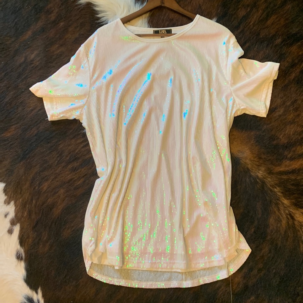 White sequin top
